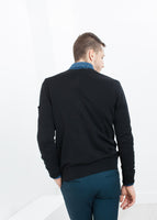 Hidden Placket Cardigan in Black